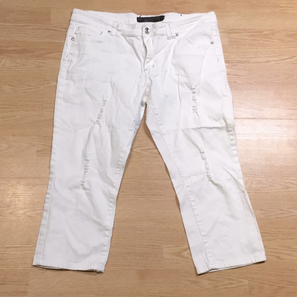 Secretly Evil White Cropped Jeans